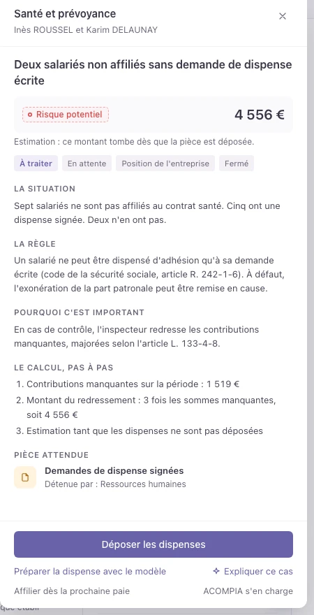 Un constat expliqué dans ACOMPIA, dossier de démonstration